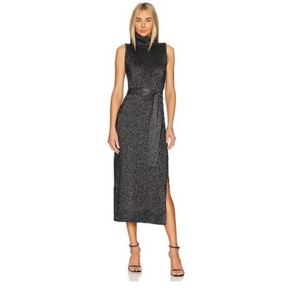 PAIGE Zoelle Dress in Black & Gunmetal NWT Size Small